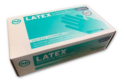 Guantes descartables NP Examinación color blanco talle M de látex con polvo
