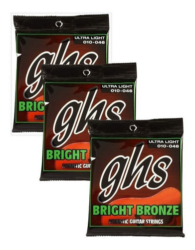 Encordado P Guit Acustica Ghs Bb10u Bright Bronze 10-46 X 3 