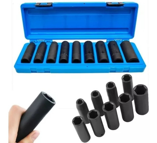 Soquete De Impacto Encaixe 1/2  Kit 10 À 22 Mm 9 Peças Waft