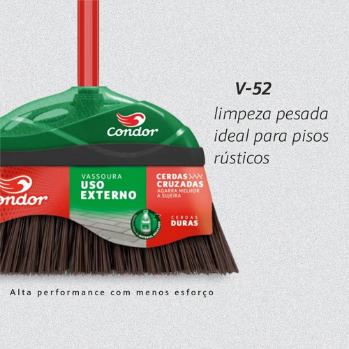 Vassoura Condor Cerdas Duras E Cruzadas Para Área Externa