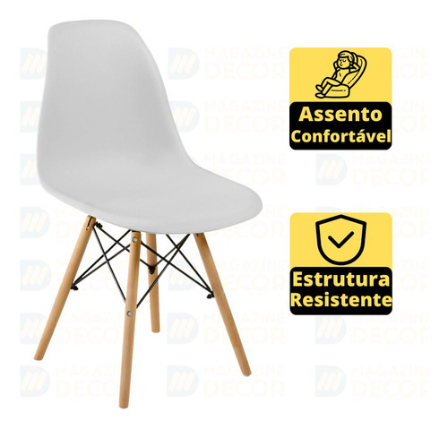 Kit Mesa Jantar Eiffel 120x80cm Branca + 4 Cadeiras Eiffel Cor Cinza