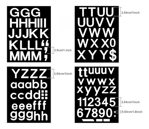 Kit De 8 Hojas De Letras Y Números De Vinilo Autoadhesivo, P