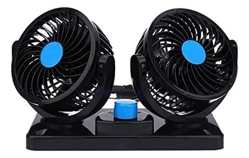Mini Ventilador Doble 4 Pulgadas 360° 5 Aspas 12v Para Auto 11 Cm Negro Negro Plástico 5