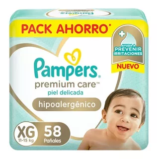 Pañales Pampers Premium Care Hipoalergénico Talle XG 58