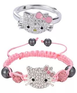 Anillo Hello Kitty Más Pulsera Sanrio Kawaii Ajustables