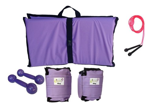 Kit Colchonete + Caneleira 4kg +halter 2kg + Corda.