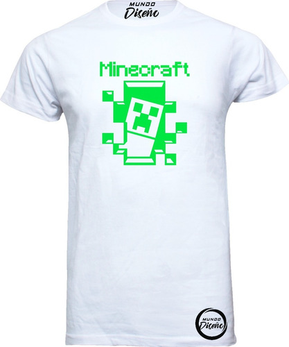 Polera De Hombre Manga Corta Minecraft Creeper