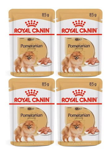 Kit 4 Unidades Ração Sachê Pomeranian Adult 85g Royal Canin