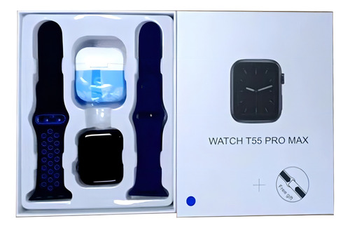 Fone De Ouvido T55 Pro Max Smartwatch Call Tws 2 Em 1 Lcd Cor da caixa Branco