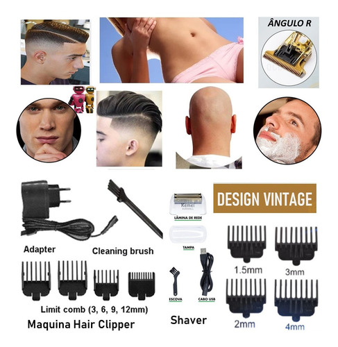 Imagem 3 de 6 de Kit Especial 03 Maquinas Cortar Cabelo Acabamento E Shaver