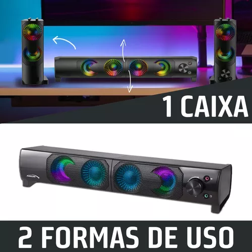 Caixa De Som Para Pc/notebook 6w 2.0 Canais, LED RGB