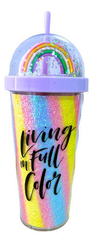 Vaso De Verano Con Bombilla Doble Acrílico Diseño Kawaii