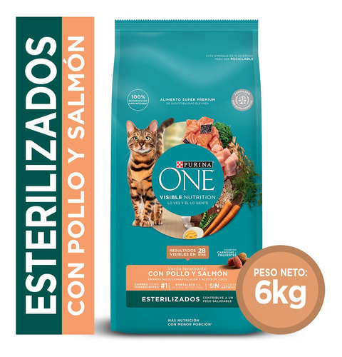 Alimento Purina One Gato Esterilizado Pollo Y Salmón 6kg Np