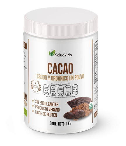 Cacao En Polvo Premium 1 Kg. Certificado Orgánico Crudo