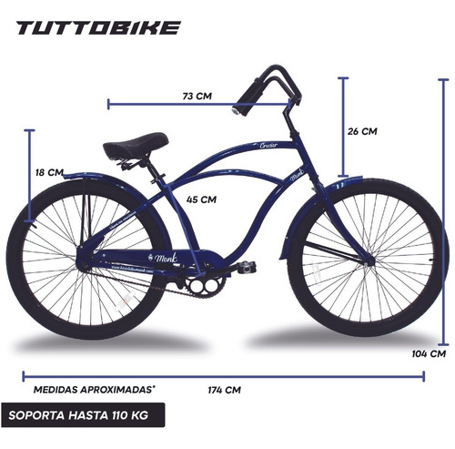 Imagen 5 de 8 de Bicicleta Vintage Urbana Rodada 26 1 Velocidad Crusier Monk