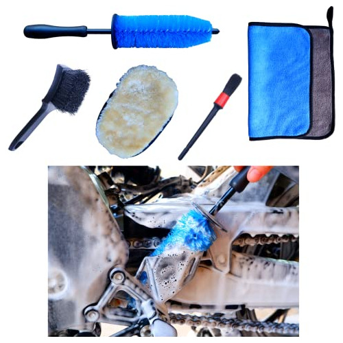 Kit De Cepillos De Limpieza Motocicletas, Juego De 5 Ce...