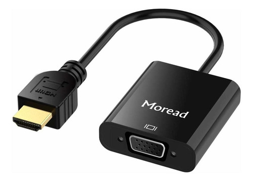 Moread Adaptador A Vga (macho A Hembra), Color Negro, Negro 