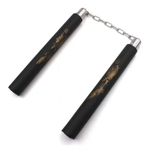 Nunchaku De Borracha Com Rolamento - Mkl Cor Preto