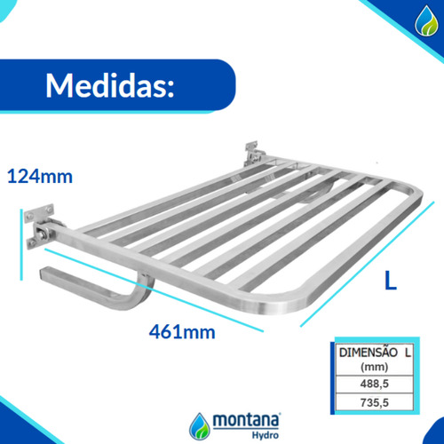 Kit 2 Banco Articulado Banho Inox 304 Polido 70x45 Nbr9050 Cor Prateado