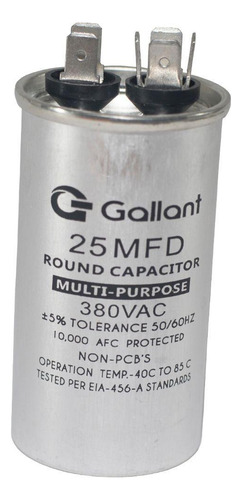 Capacitor Cbb65 Gallant 25mf +-5% 380 Vac Gcp25s00a-ix380