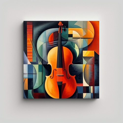 20x20cm Cuadro Minimalista Violonchelo Futurista Italiano