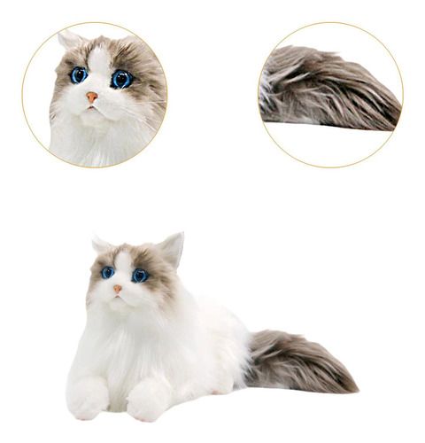 Muñeco De Peluche De Gato Realista, Animal Relleno, Gato