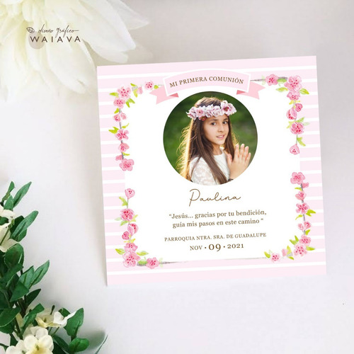 Imagen 9 de 10 de Estampas Nenas Primera Comunión 10 X 10cm Con Foto X 2u