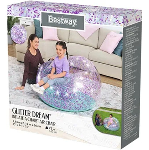 Sillón Inflable  Individual Puff Glitter Dream Bestway #e