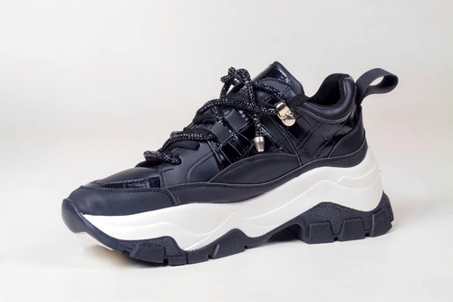 Tenis Negro Plataforma Chunky Dama