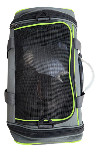 Transportadora De Gatos Y Perros Pequeños Con Cápsula Visión Negro / Verde