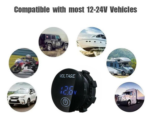 De Voltaje Digital De Automóvil 12 V 24v Voltímetro Azul