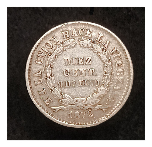 Bolivia 10 Centavos 1872 Fe Exc Plata Km 153.3