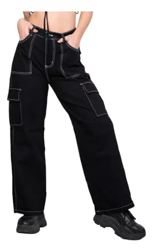 Lob Pantalón Recto Talle Alto Negro Mujer Moderno Juvenil Casual