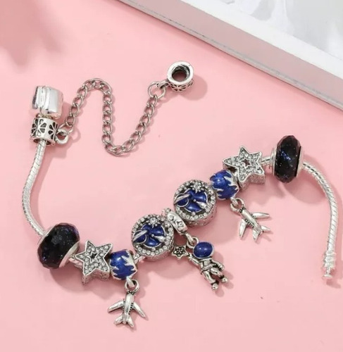 . Pulsera Con Charms Dije Astronauta Avion Viaje Mundo Avion