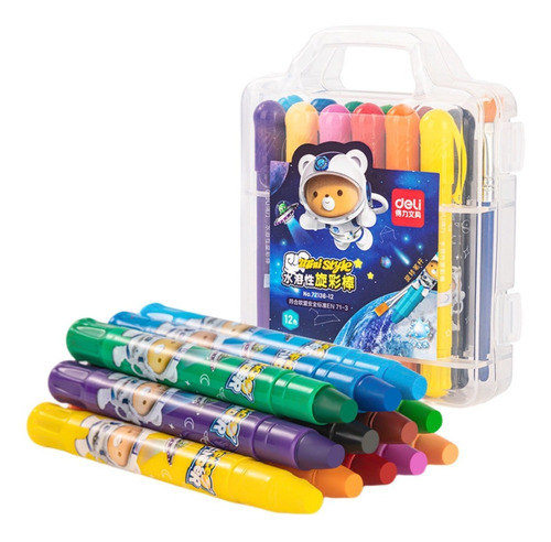 Deli Crayones Acuareables Pastel Al Óleo Color Girables 12pz