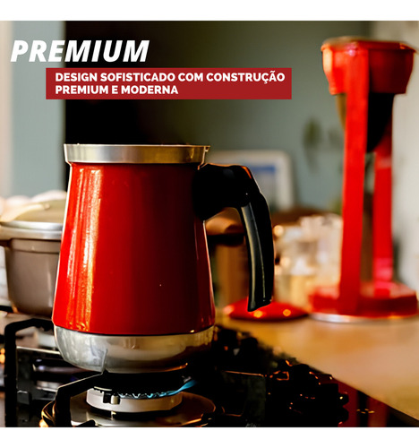 Suporte De Coador De Café Bule Vermelho Retro Em Alumínio