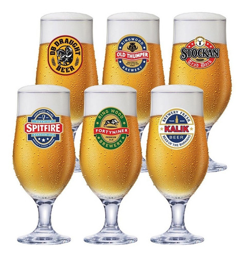 Copo Cerveja  Conjunto Happy Hour Taça Royal Beer 330 6 Pcs