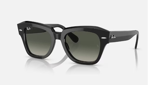 Óculos De Sol Feminino Ray-ban State Street Rb2186 901/71 49 Cor Preto Cor Da Armação Preto Cor Da Haste Preto Cor Da Lente Cinza Desenho Quadrado