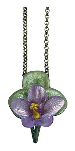 Collar Con Colgante De Flor Color Violeta. Marca Pyle