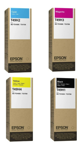 Combo Botellas Epson T49h Negro + Colores Surecolor T3170x 