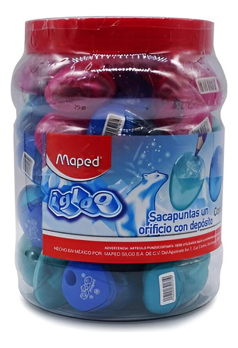 Sacapuntas De 1 Orificio Con Deposito Igloo Maped Bote 50 Pz