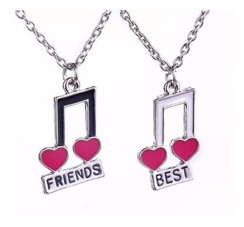 Colar Musica Amigas Best Friends Forever Níquel - 2 Pçs