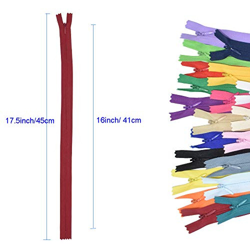 Cremallera Invisible De Nylon De 16 Pulgadas Y 40 Piezas Par