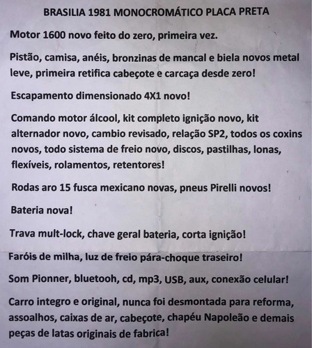 Imagem 15 de 15 de Volkswagen Brasília Placa Preta Monocromático