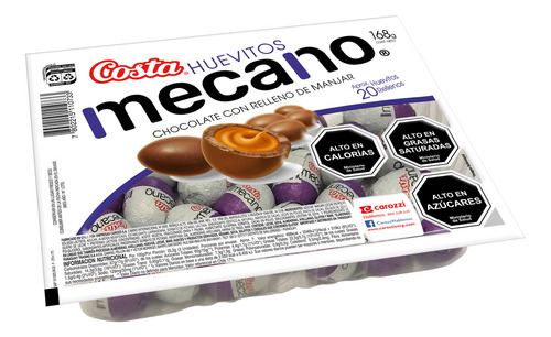 Costa Huevitos Pascua Chocolate Mecano Relleno Manjar 168 Gr
