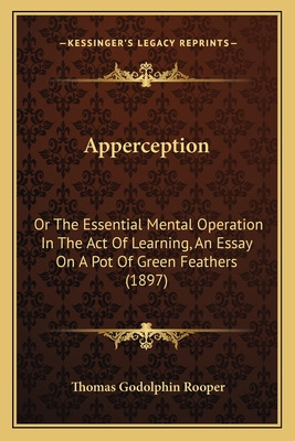 Libro Apperception: Or The Essential Mental Operation In ...