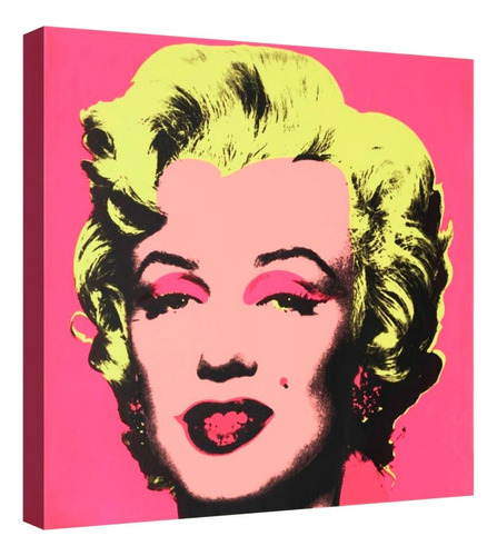 Cuadro Decorativo Canvas Canvas Andy Warhol Marilyn Monroe Color Rosa Armazón Natural