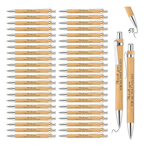 50 Bolígrafos Inspiradores De Bambú De Madera, Con Cita Moti