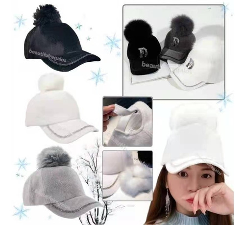 Gorro Clásico Mujer Pompón Abrigo Trucker Premium Invierno