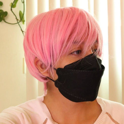 Peluca Rosa Corta Con Fleco Tipo Cosplay Anime Boy